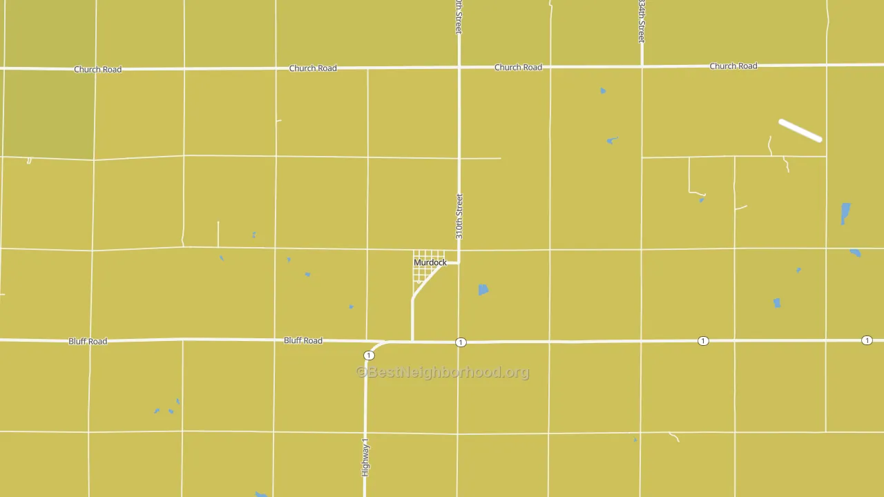 Map of the best neighborhoods in the Murdock area, with better matches in green and worse matches in red