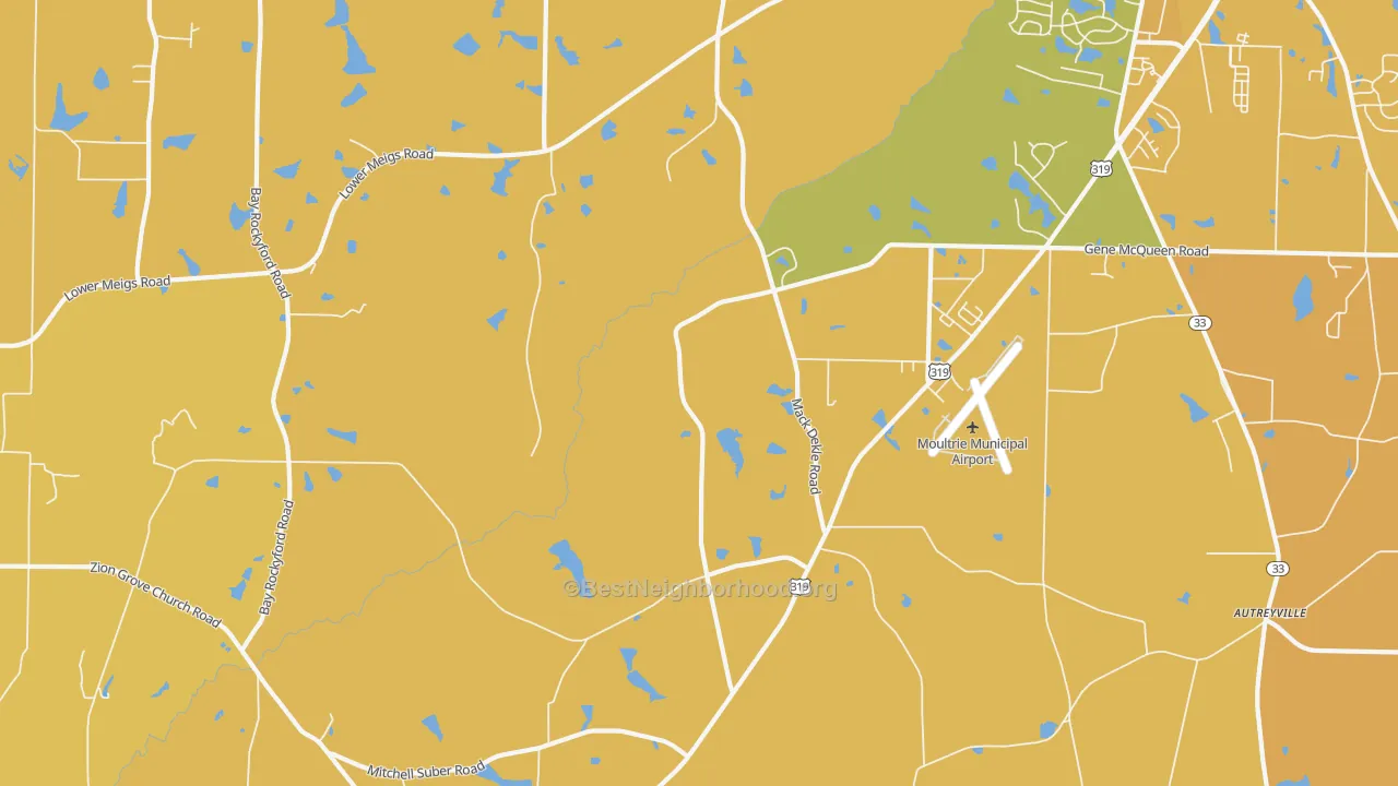 Map of the best neighborhoods in the Murphy area, with better matches in green and worse matches in red