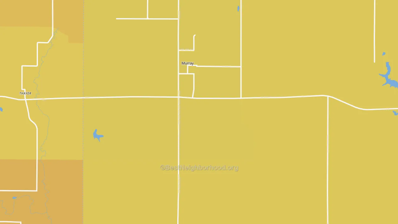 Map of the best neighborhoods in the Murray area, with better matches in green and worse matches in red