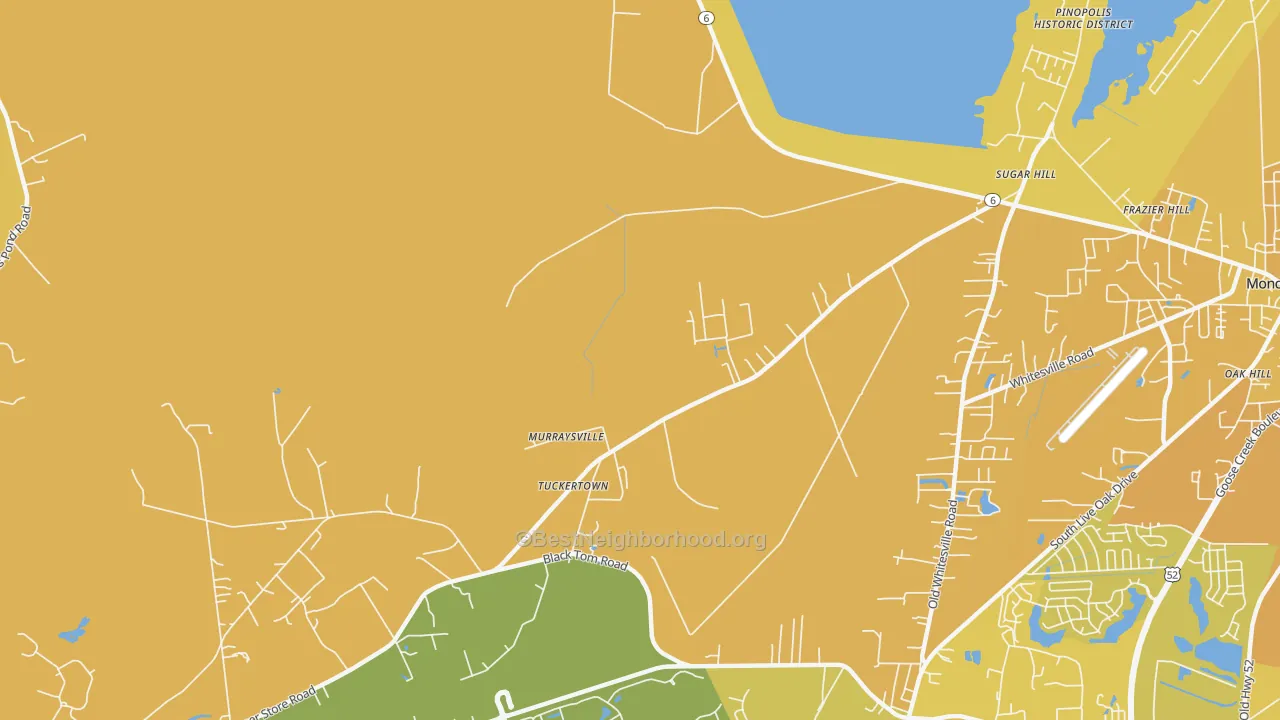 Map of the best neighborhoods in the Murraysville area, with better matches in green and worse matches in red