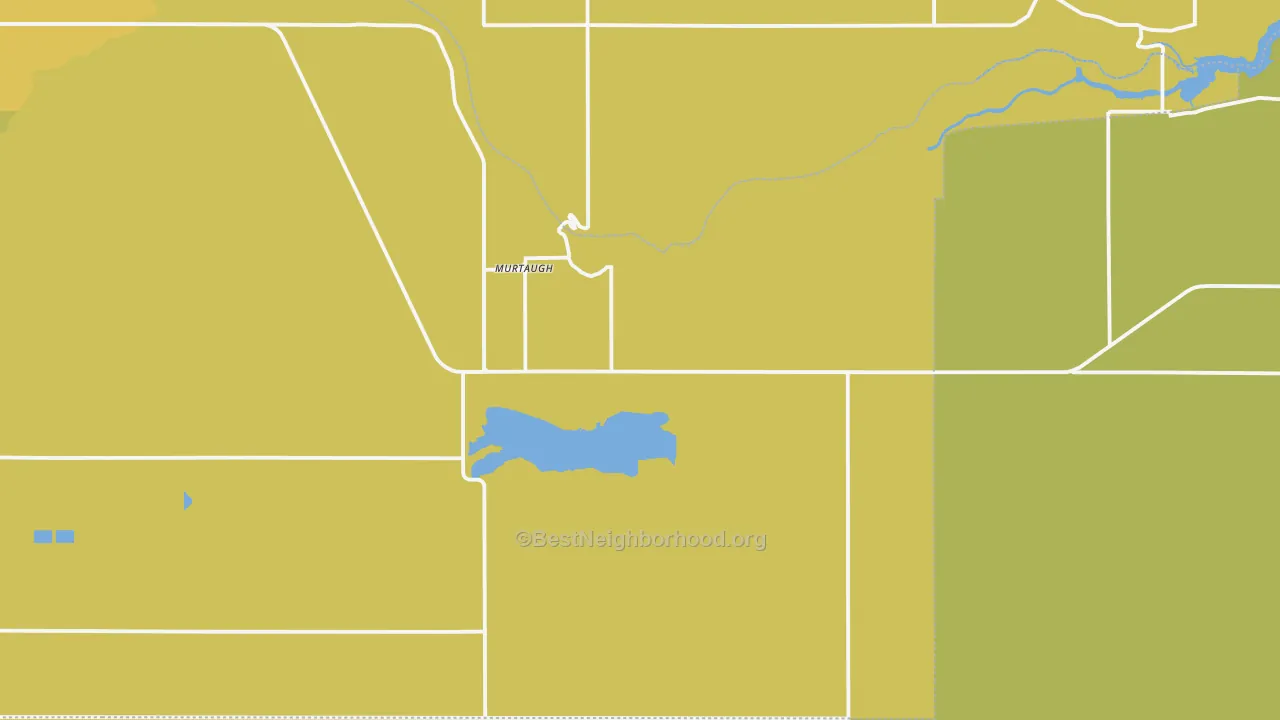 Map of the best neighborhoods in the Murtaugh area, with better matches in green and worse matches in red