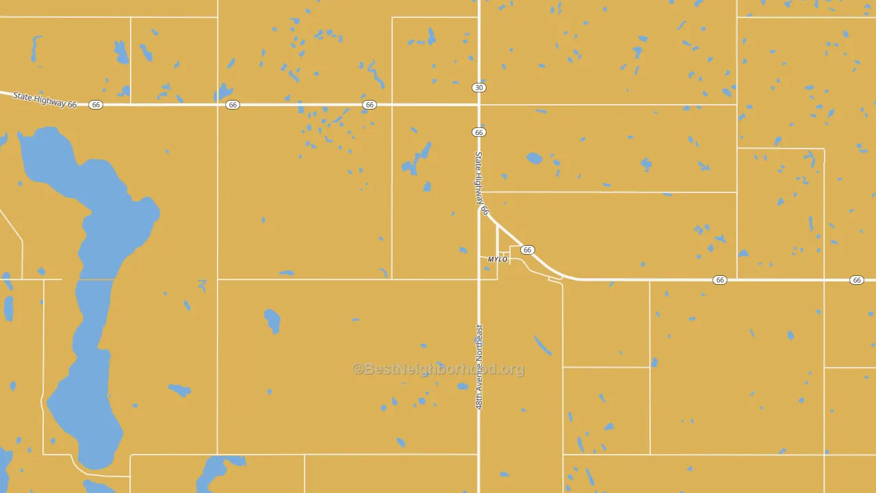 Map of the best neighborhoods in the Mylo area, with better matches in green and worse matches in red