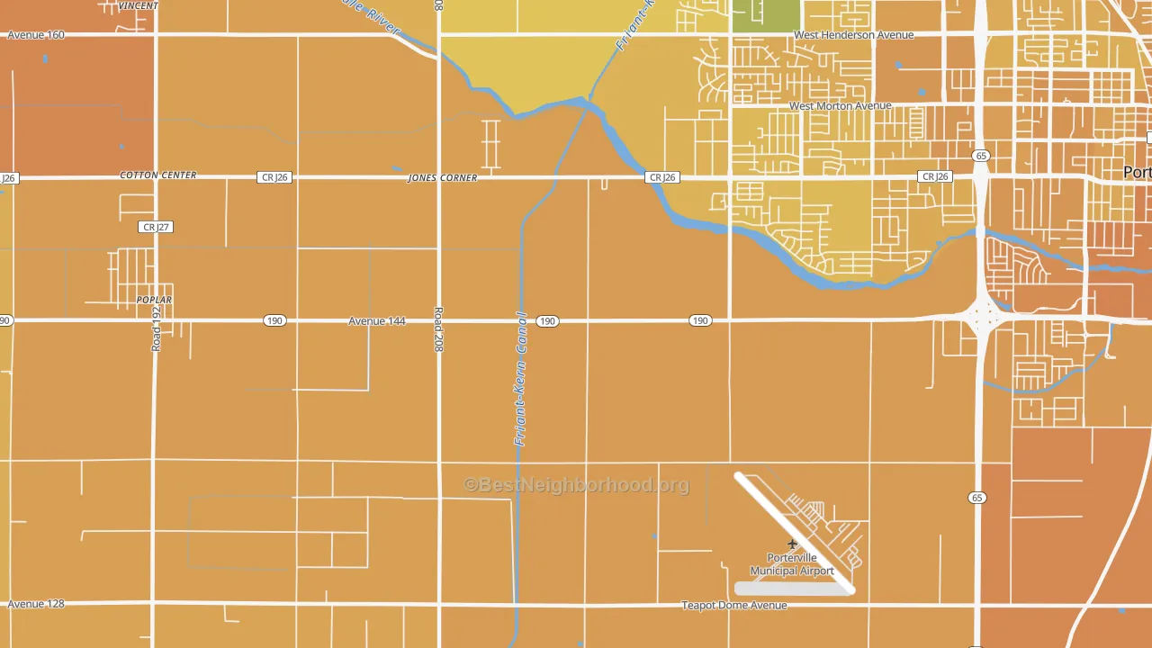 Map of the best neighborhoods in the Nanceville area, with better matches in green and worse matches in red