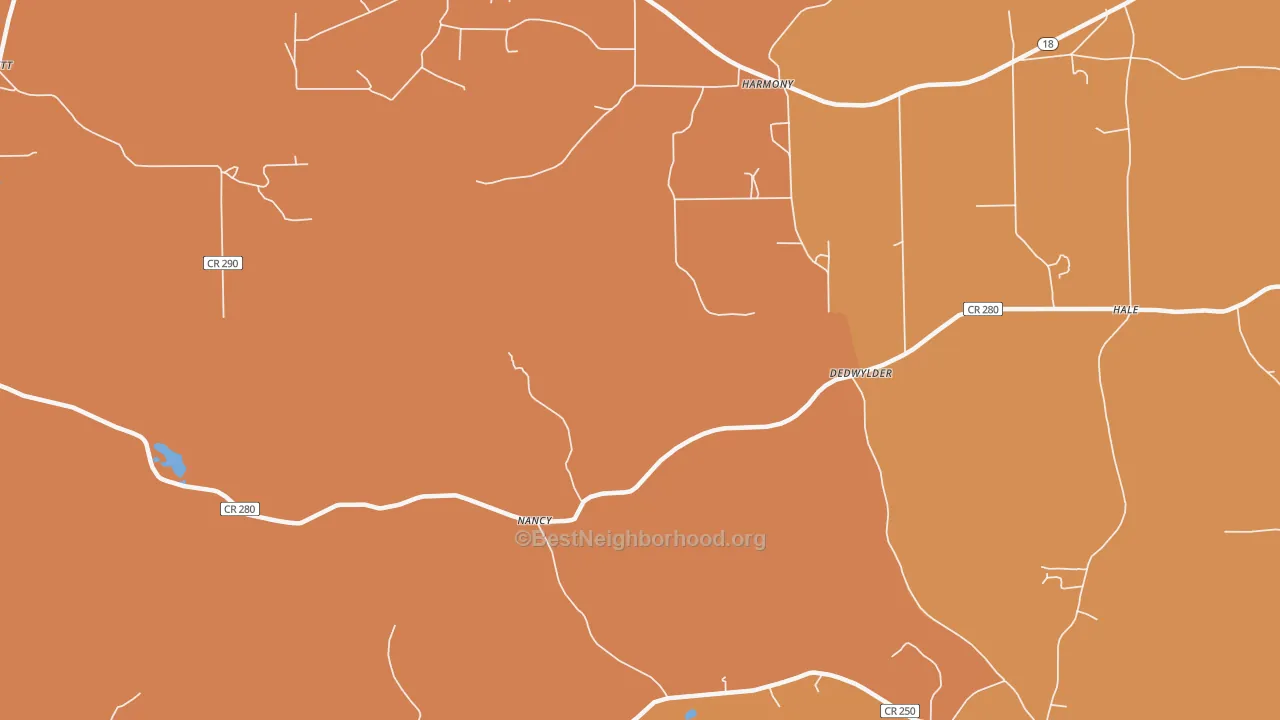 Map of the best neighborhoods in the Nancy area, with better matches in green and worse matches in red