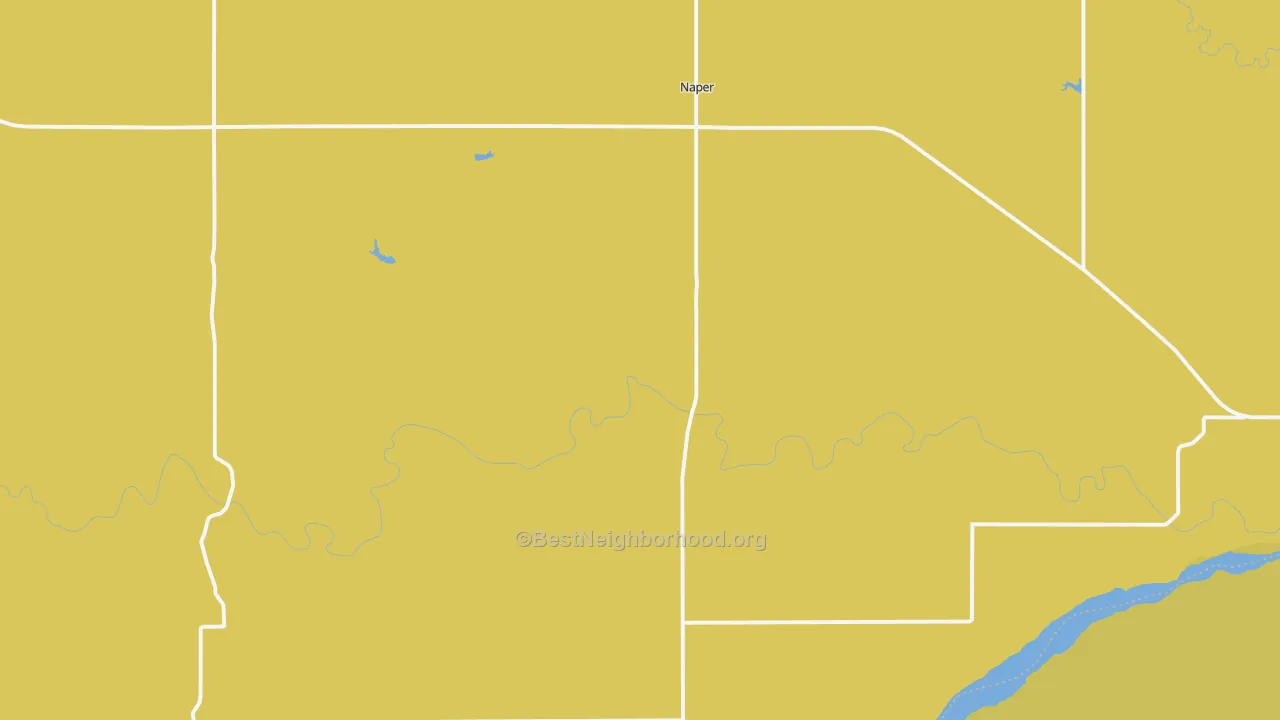 Map of the best neighborhoods in the Naper area, with better matches in green and worse matches in red