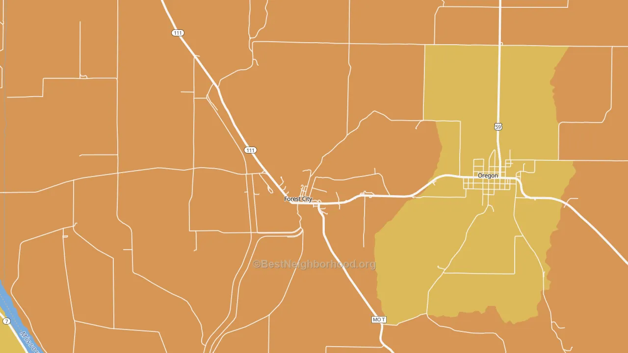 Map of the best neighborhoods in the Napier area, with better matches in green and worse matches in red