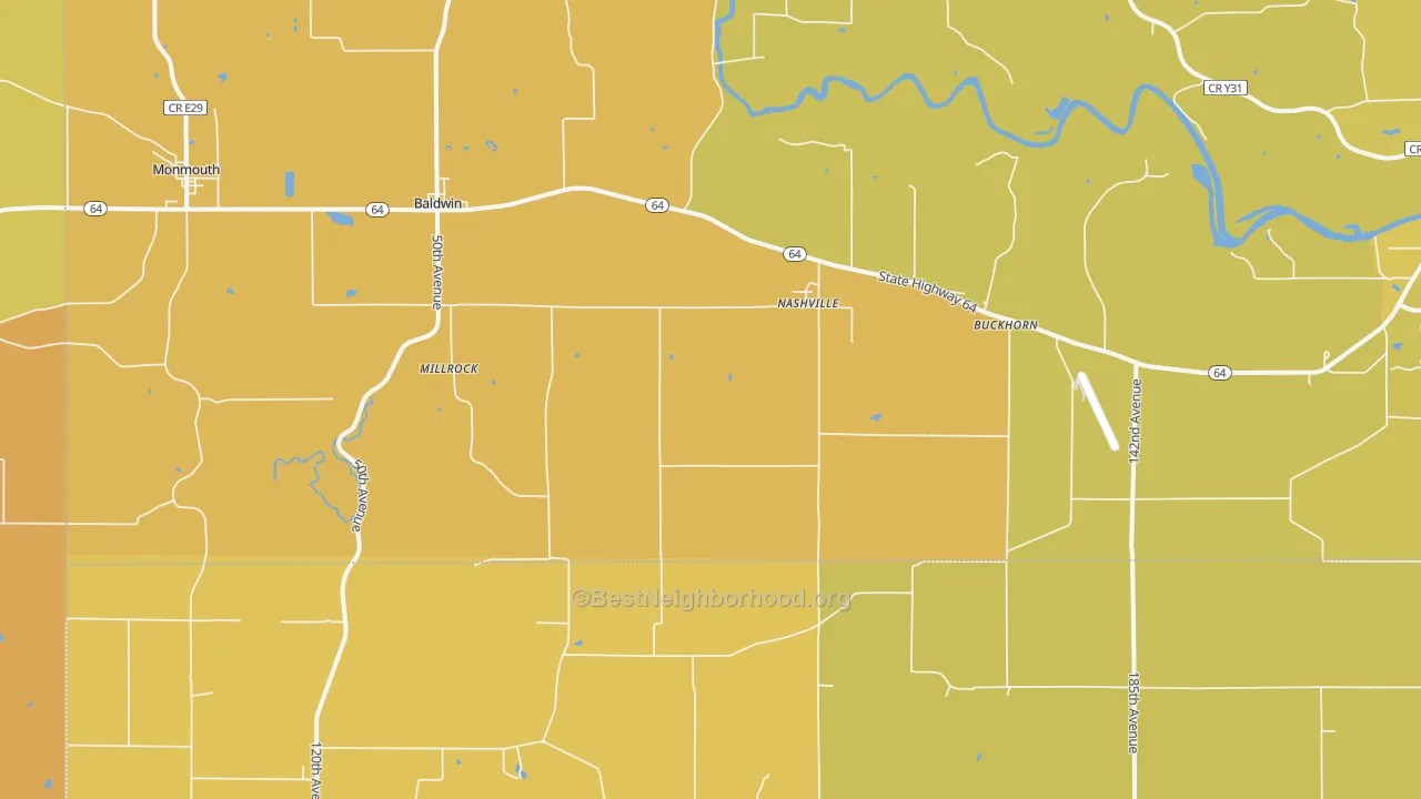 Map of the best neighborhoods in the Nashville area, with better matches in green and worse matches in red