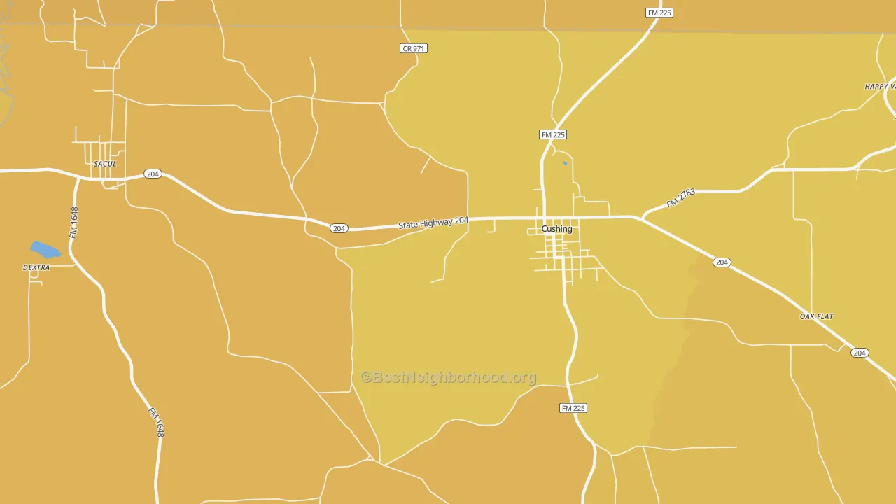 Map of the best neighborhoods in the Nat area, with better matches in green and worse matches in red