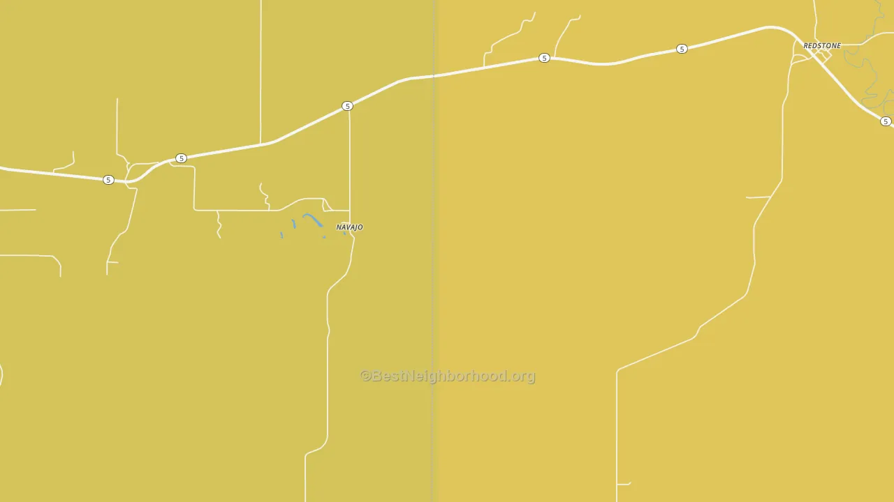 Map of the best neighborhoods in the Navajo area, with better matches in green and worse matches in red