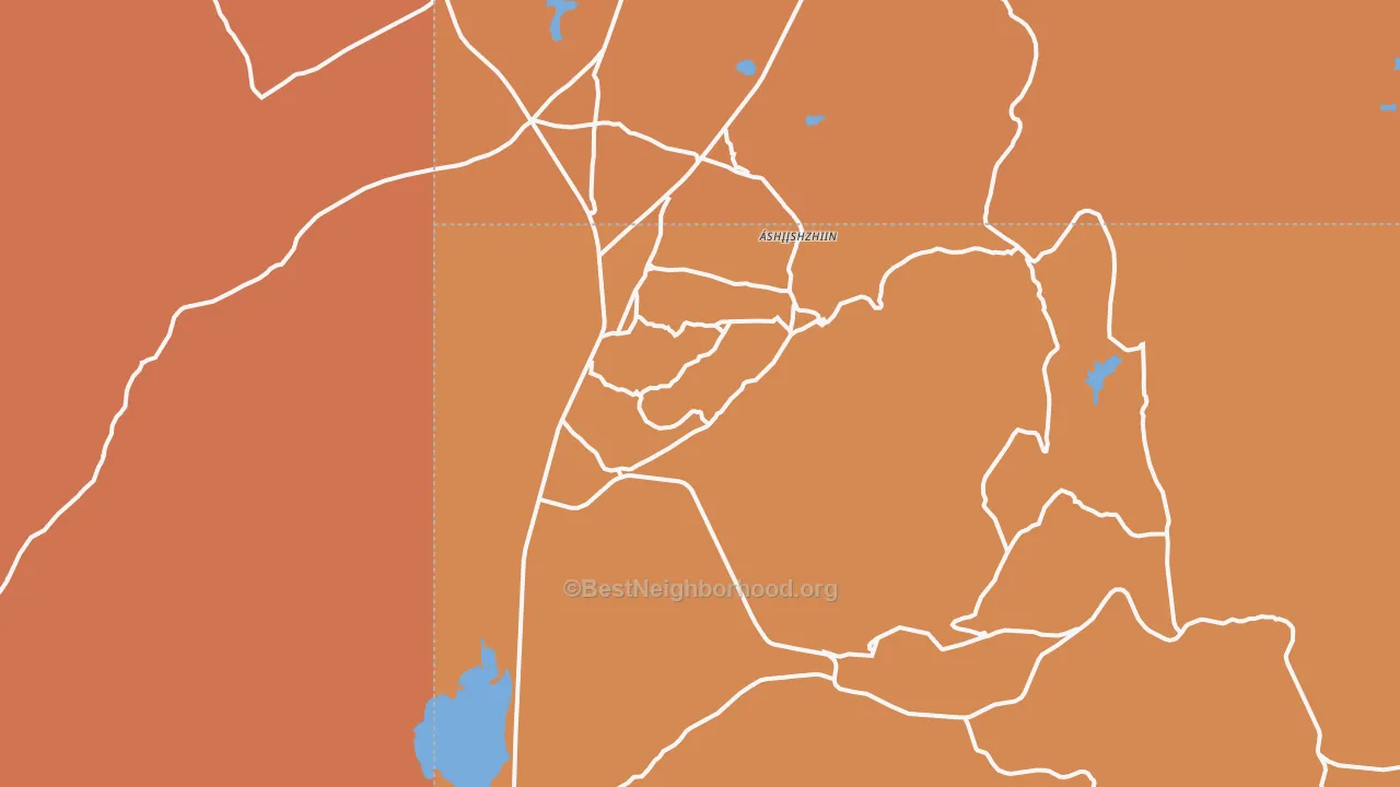 Map of the best neighborhoods in the Navajo area, with better matches in green and worse matches in red
