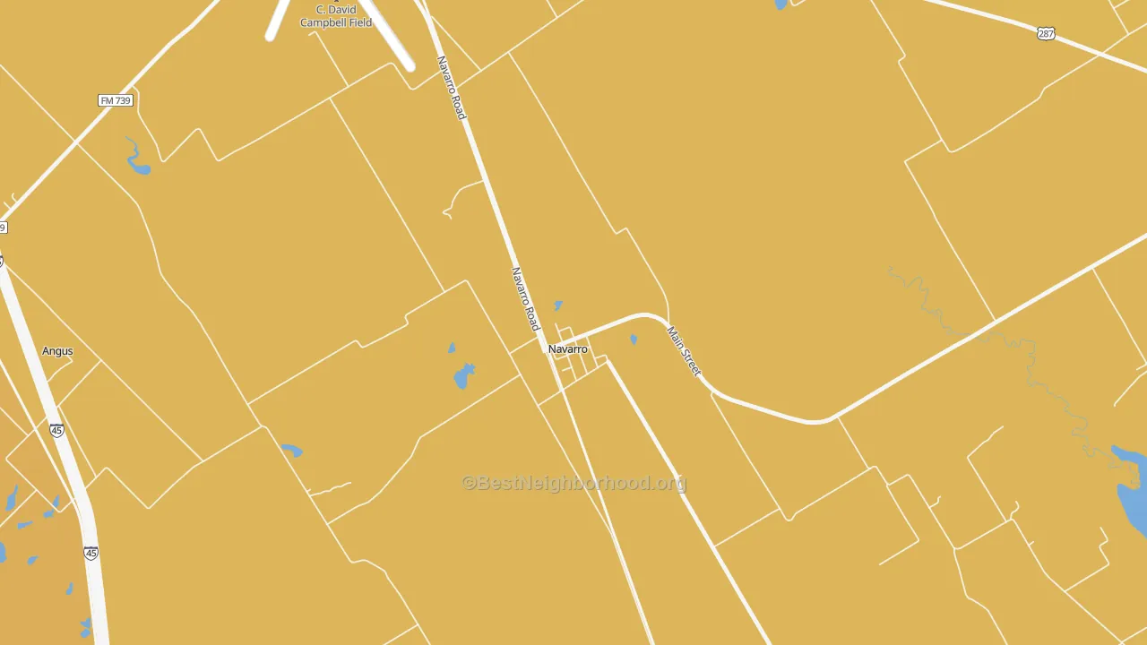 Map of the best neighborhoods in the Navarro area, with better matches in green and worse matches in red