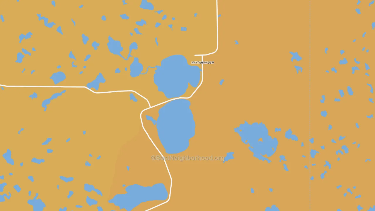Map of the best neighborhoods in the Naytahwaush area, with better matches in green and worse matches in red