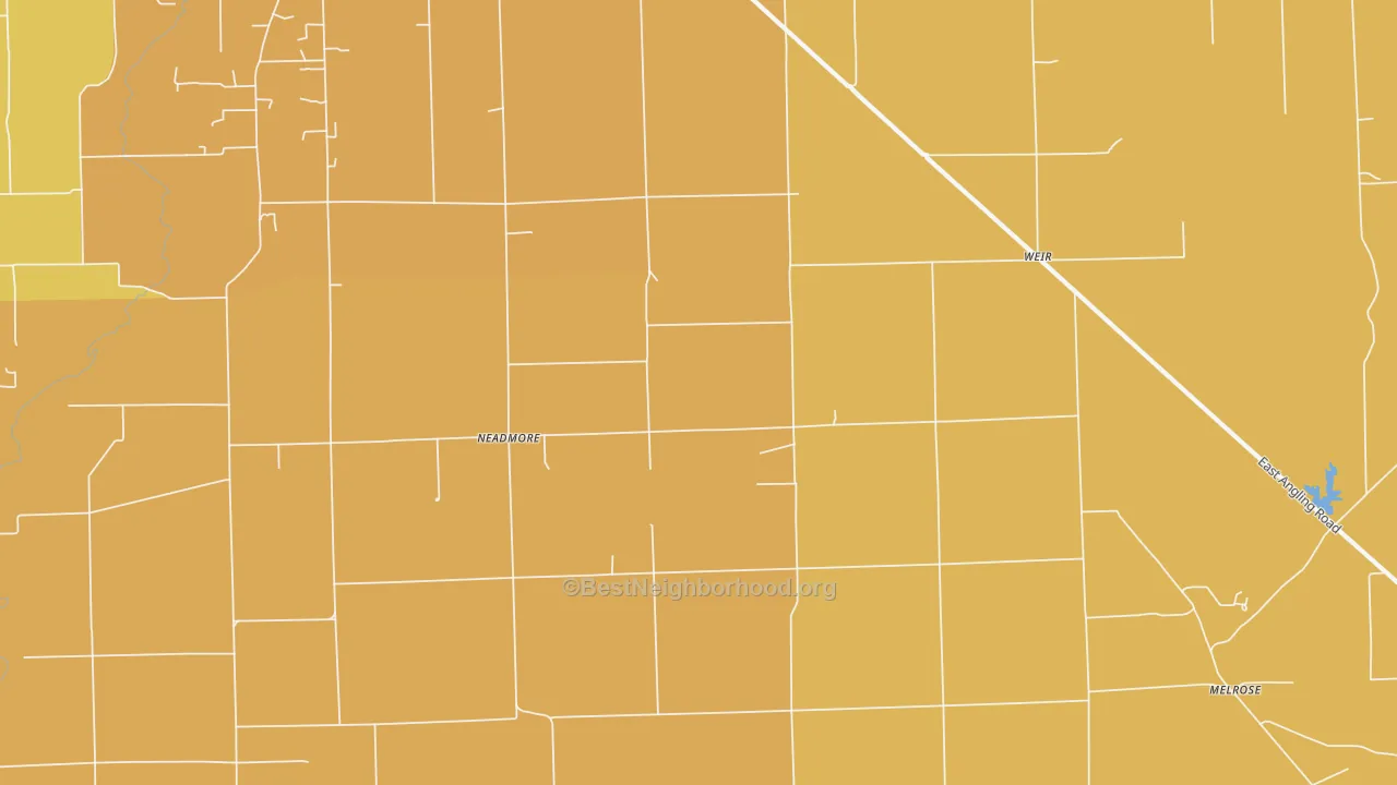 Map of the best neighborhoods in the Neadmore area, with better matches in green and worse matches in red