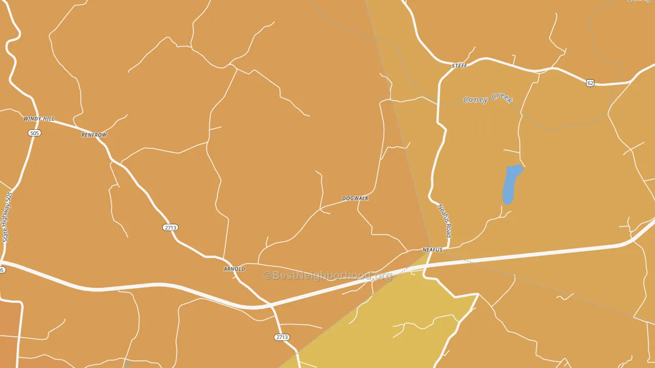Map of the best neighborhoods in the Neafus area, with better matches in green and worse matches in red