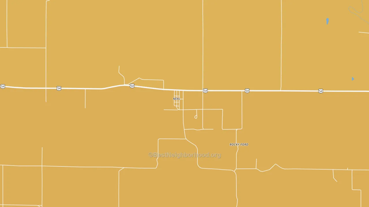 Map of the best neighborhoods in the Neal area, with better matches in green and worse matches in red