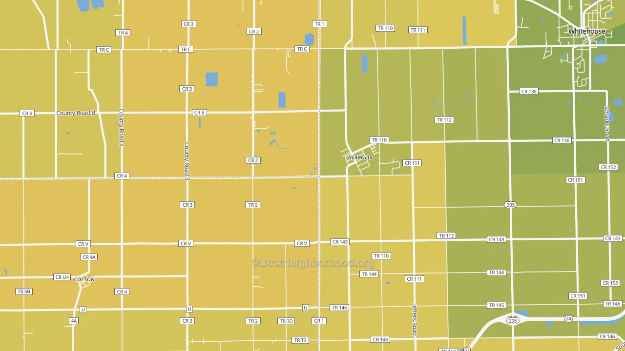 Map of the best neighborhoods in the Neapolis area, with better matches in green and worse matches in red