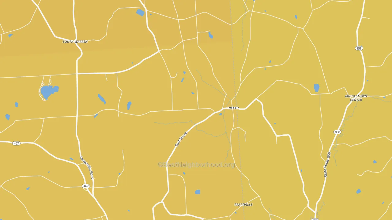 Map of the best neighborhoods in the Neath area, with better matches in green and worse matches in red