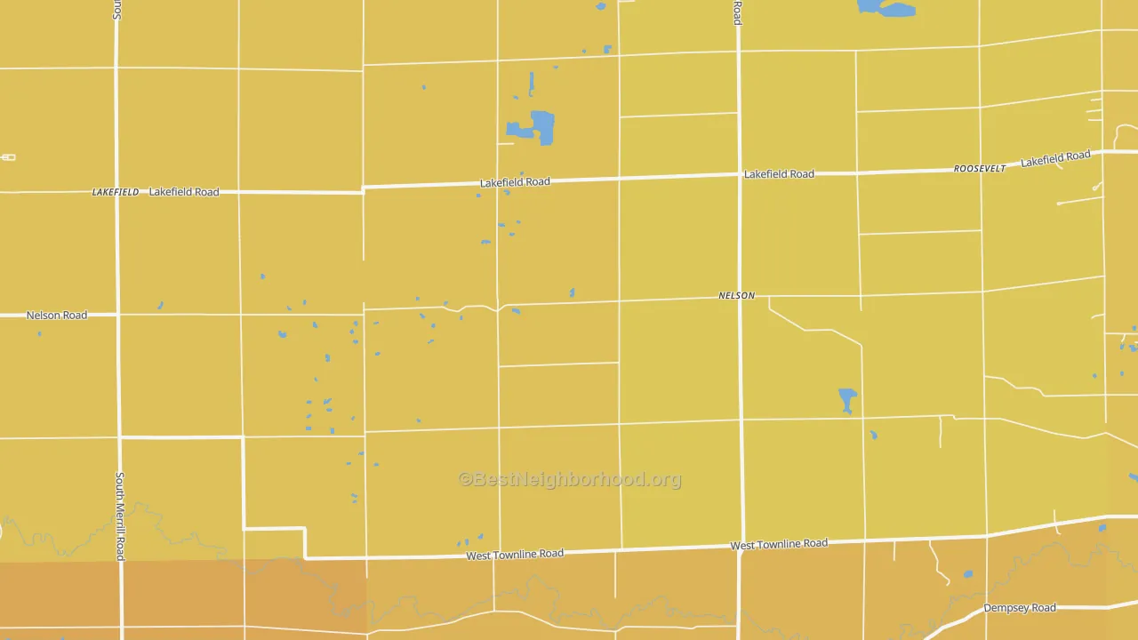 Map of the best neighborhoods in the Nelson area, with better matches in green and worse matches in red