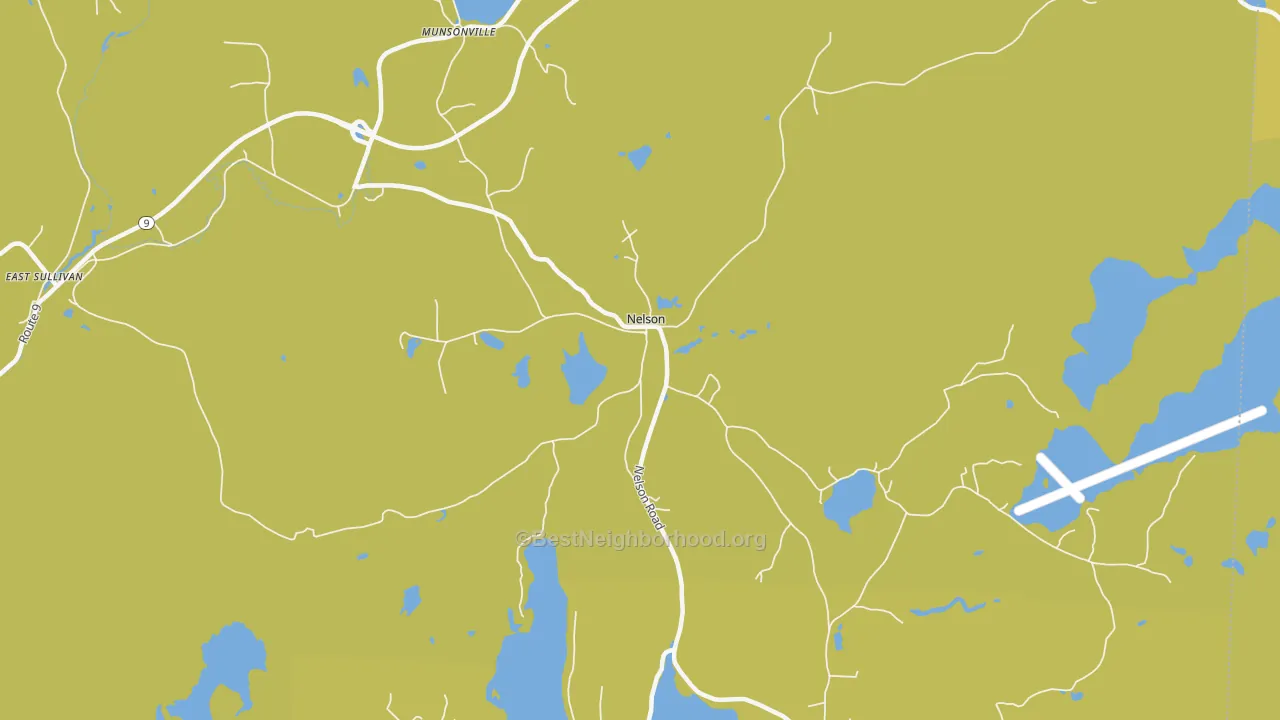 Map of the best neighborhoods in the Nelson area, with better matches in green and worse matches in red