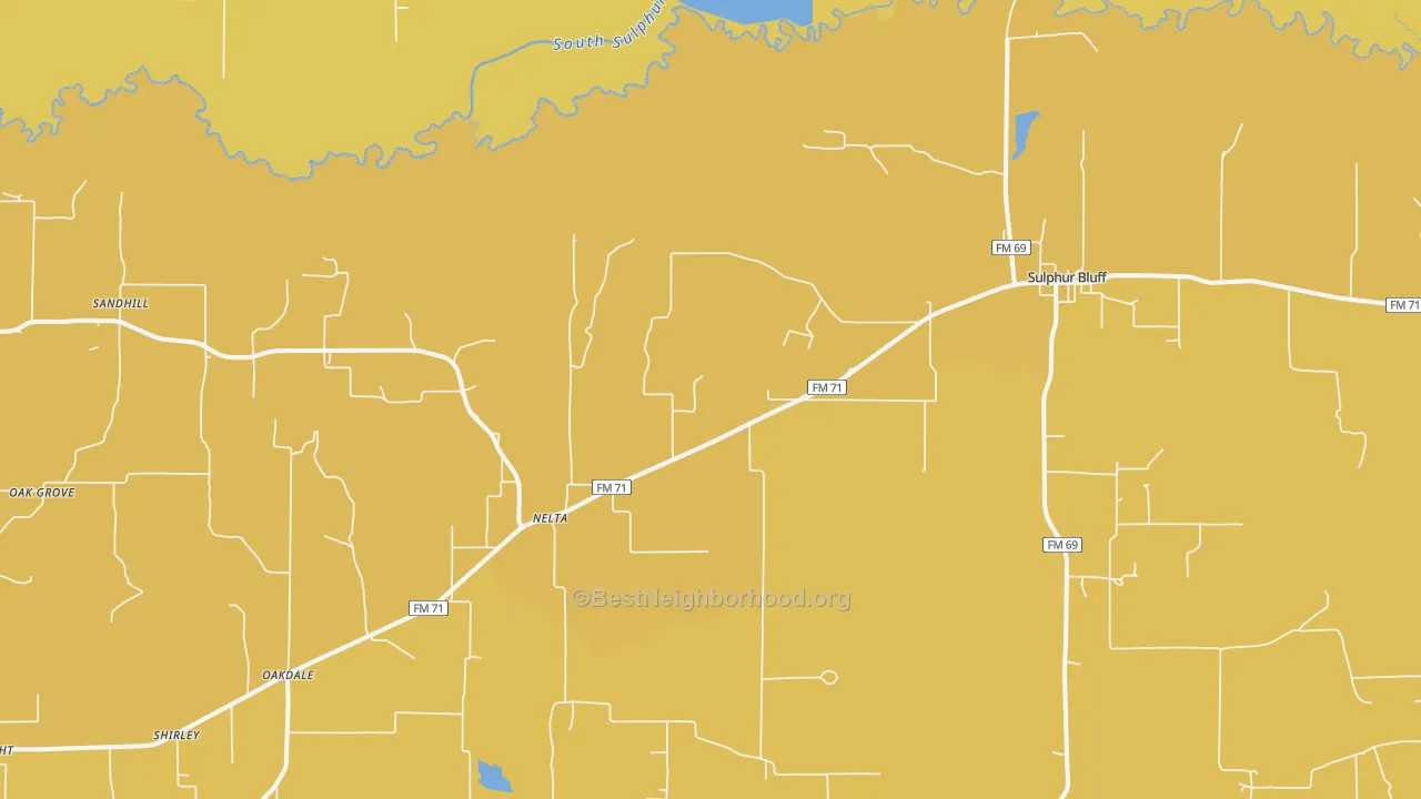 Map of the best neighborhoods in the Nelta area, with better matches in green and worse matches in red