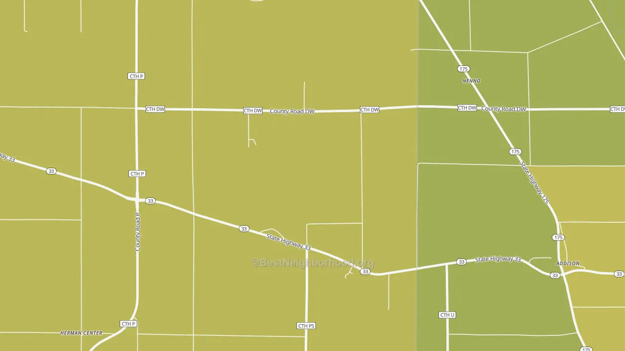 Map of the best neighborhoods in the Nenno area, with better matches in green and worse matches in red
