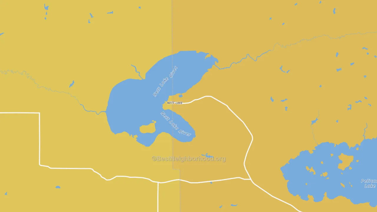 Map of the best neighborhoods in the Nett Lake area, with better matches in green and worse matches in red