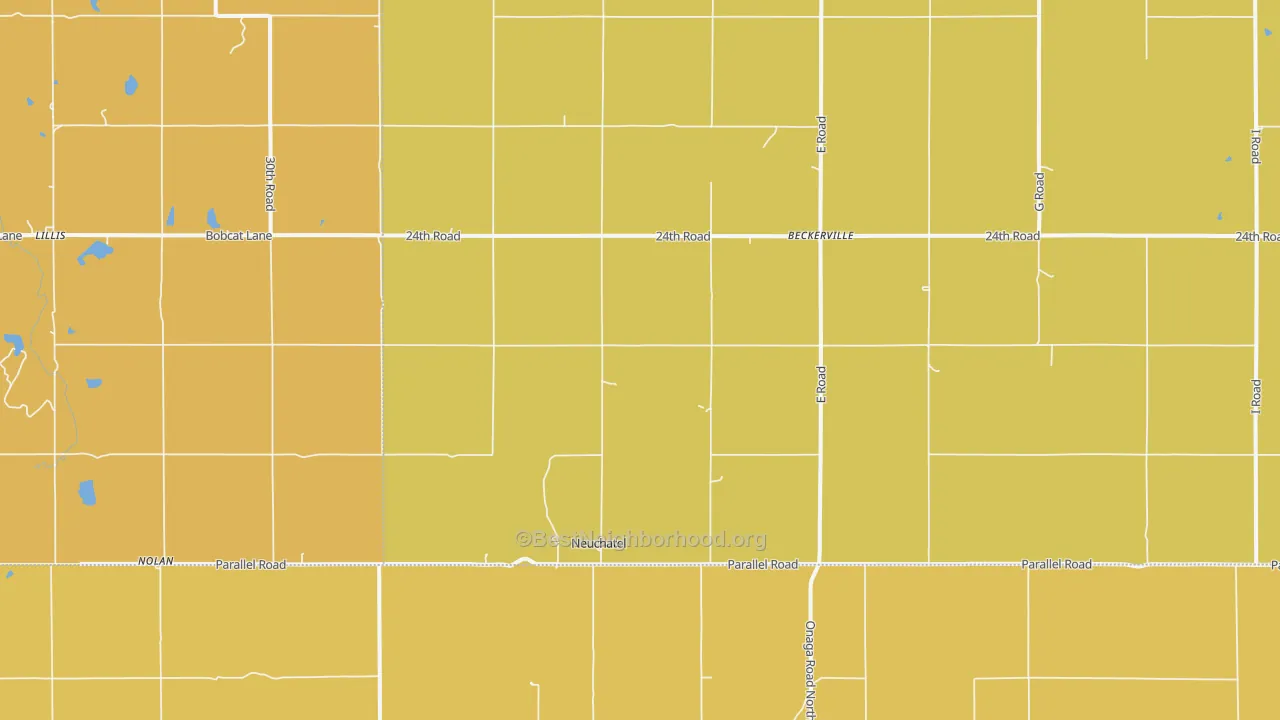 Map of the best neighborhoods in the Neuchatel area, with better matches in green and worse matches in red