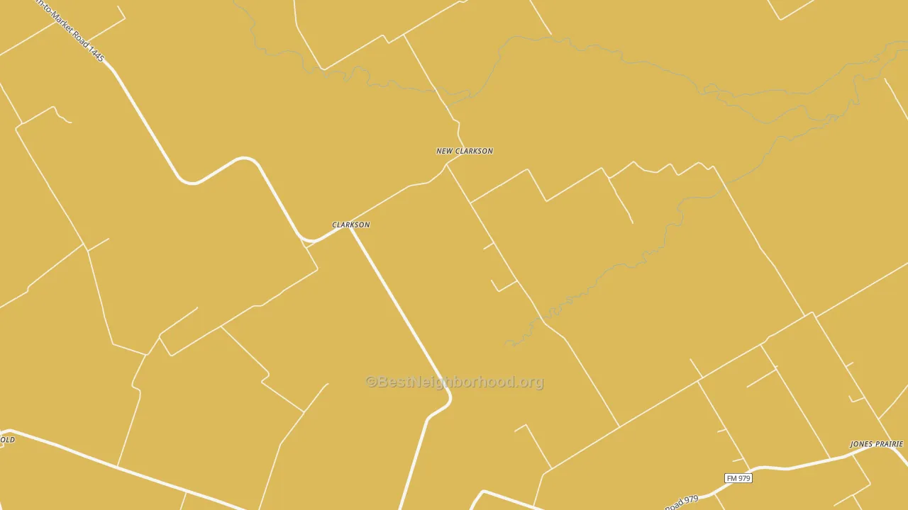 Map of the best neighborhoods in the New Clarkson area, with better matches in green and worse matches in red