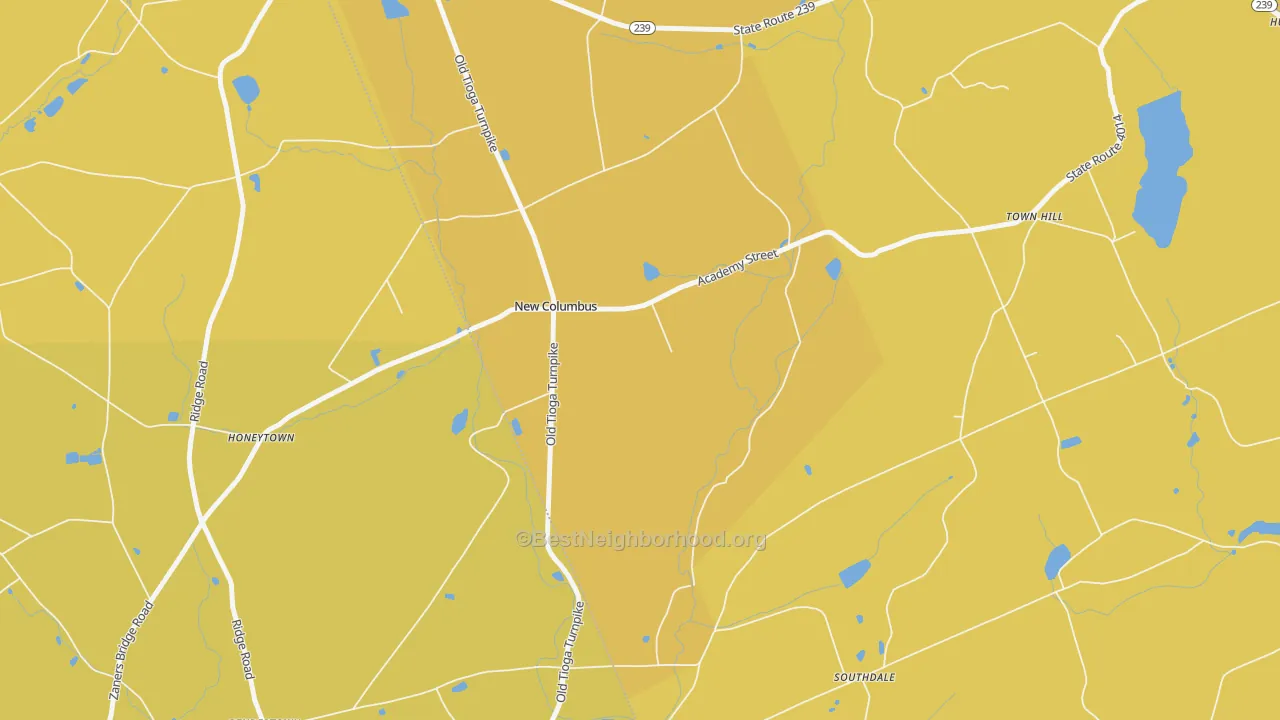 Map of the best neighborhoods in the New Columbus area, with better matches in green and worse matches in red