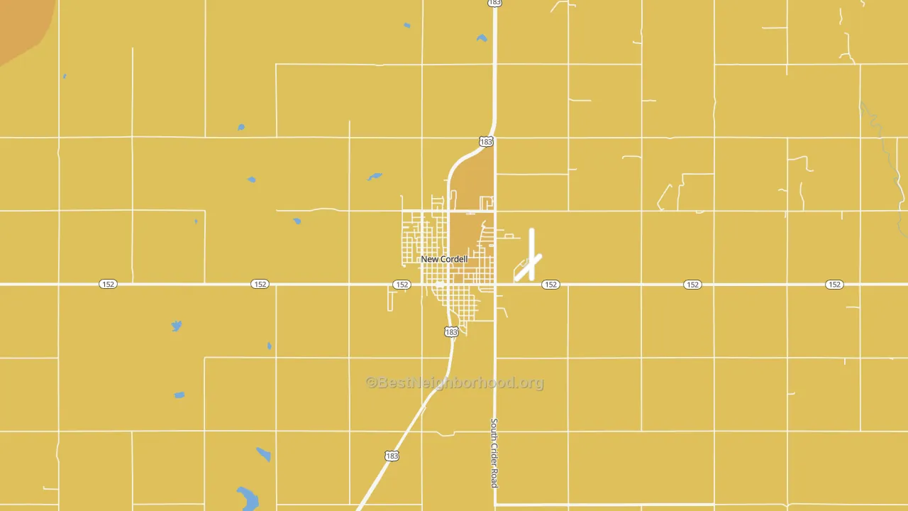 Map of the best neighborhoods in the New Cordell area, with better matches in green and worse matches in red