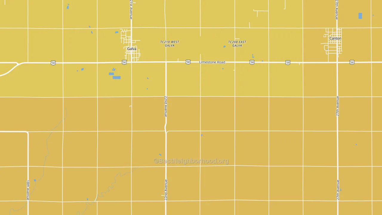 Map of the best neighborhoods in the New Gottland area, with better matches in green and worse matches in red