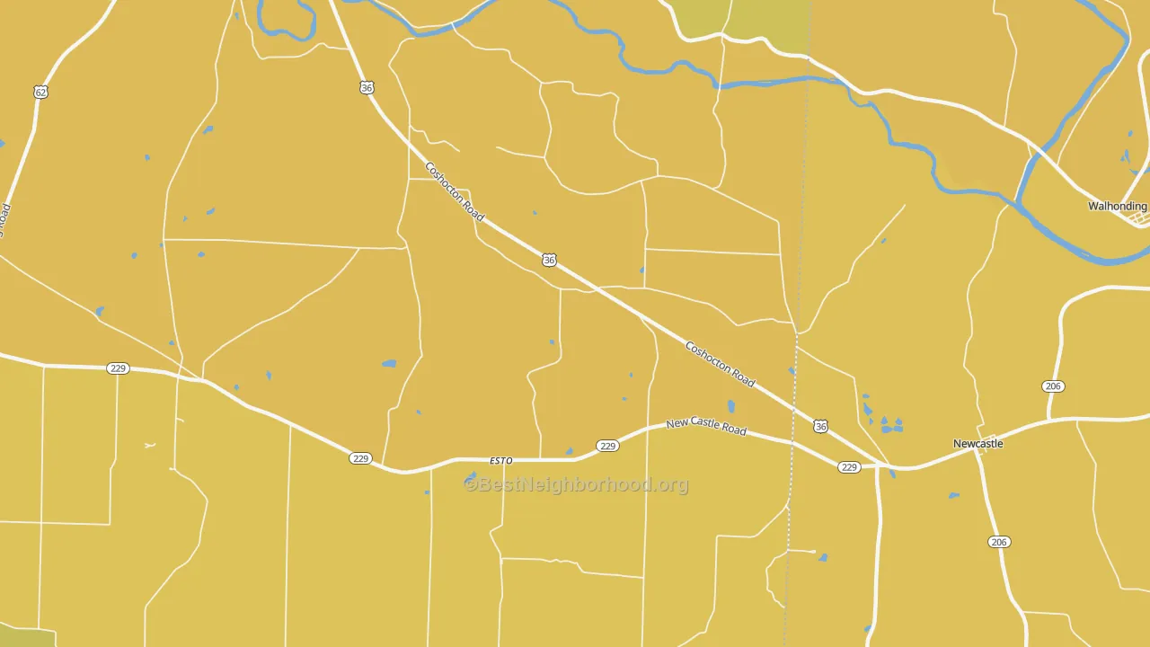 Map of the best neighborhoods in the New Guilford area, with better matches in green and worse matches in red