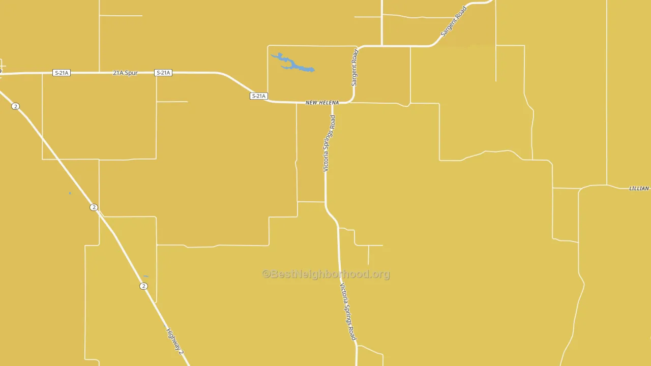 Map of the best neighborhoods in the New Helena area, with better matches in green and worse matches in red