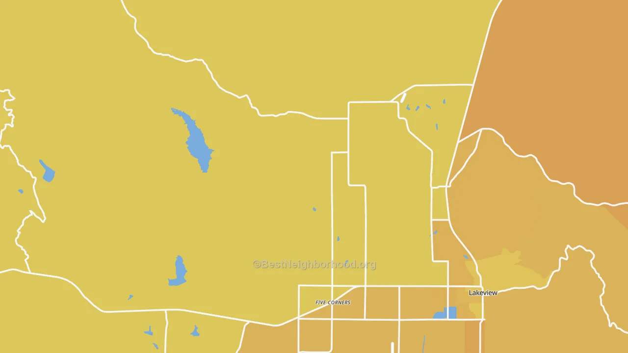 Map of the best neighborhoods in the New Idaho area, with better matches in green and worse matches in red
