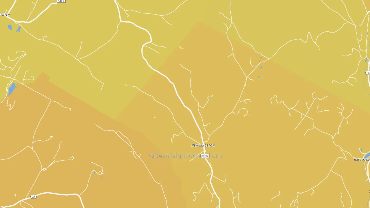 Map of the best neighborhoods in the New Kingston area, with better matches in green and worse matches in red