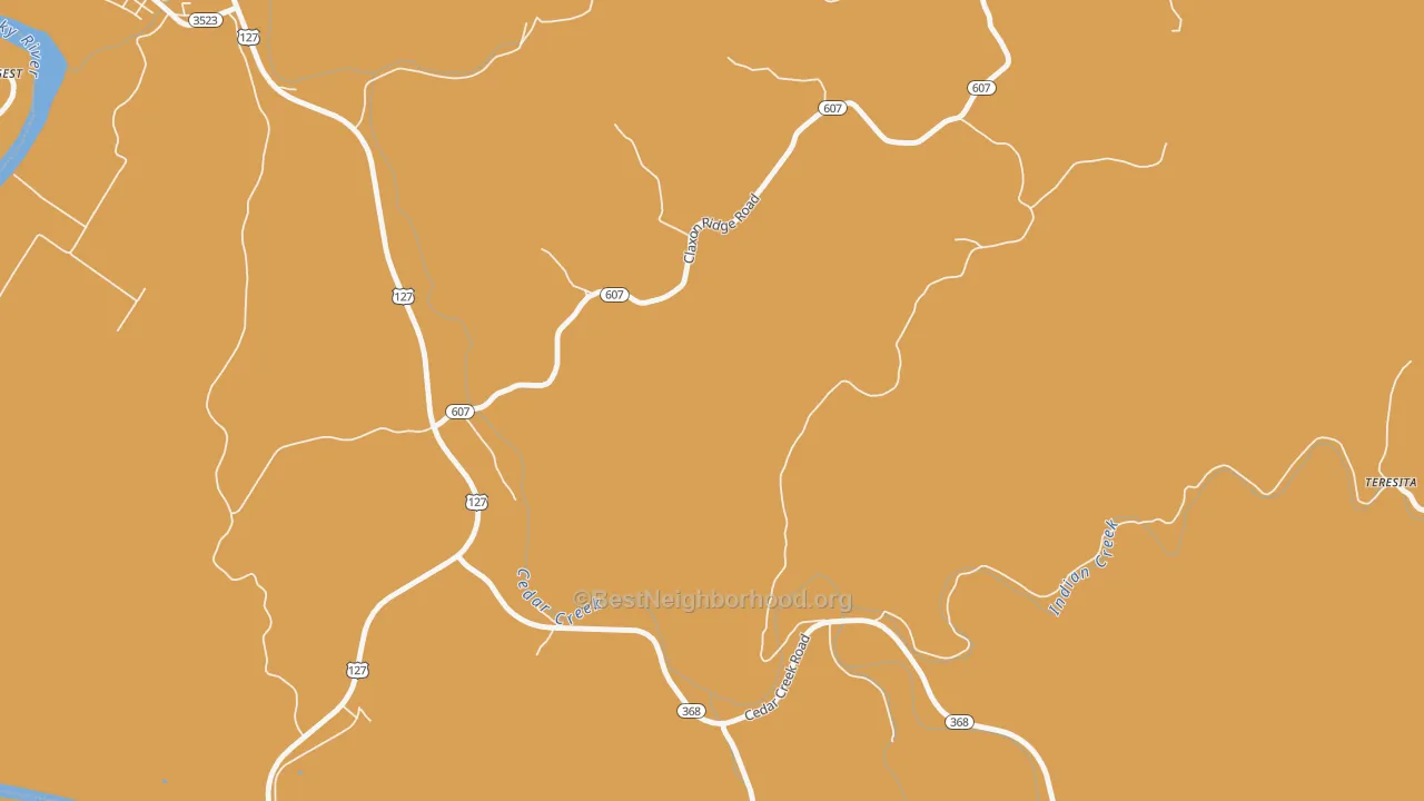 Map of the best neighborhoods in the New area, with better matches in green and worse matches in red