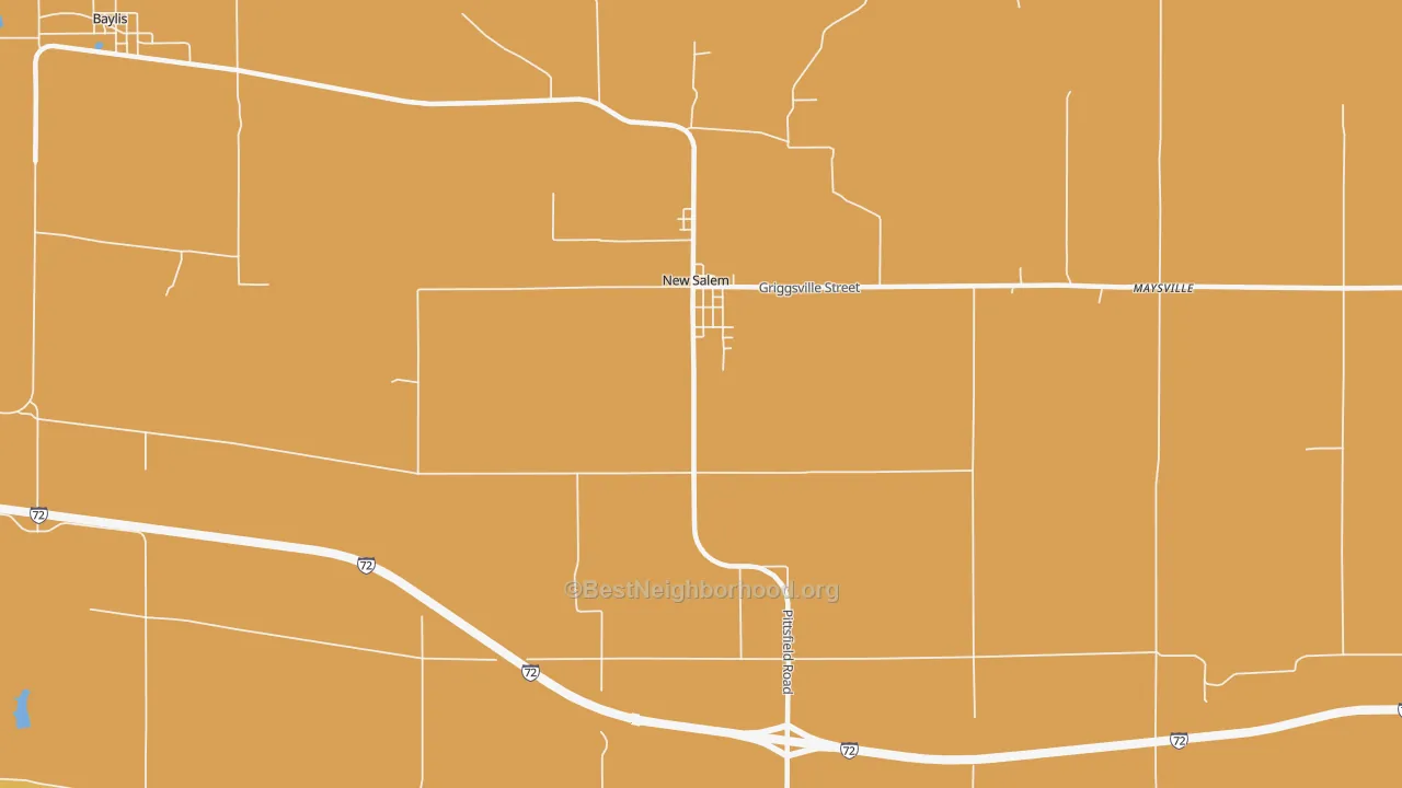 Map of the best neighborhoods in the New Salem area, with better matches in green and worse matches in red