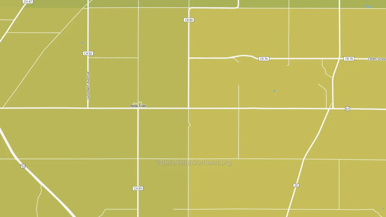 Map of the best neighborhoods in the New Trier area, with better matches in green and worse matches in red