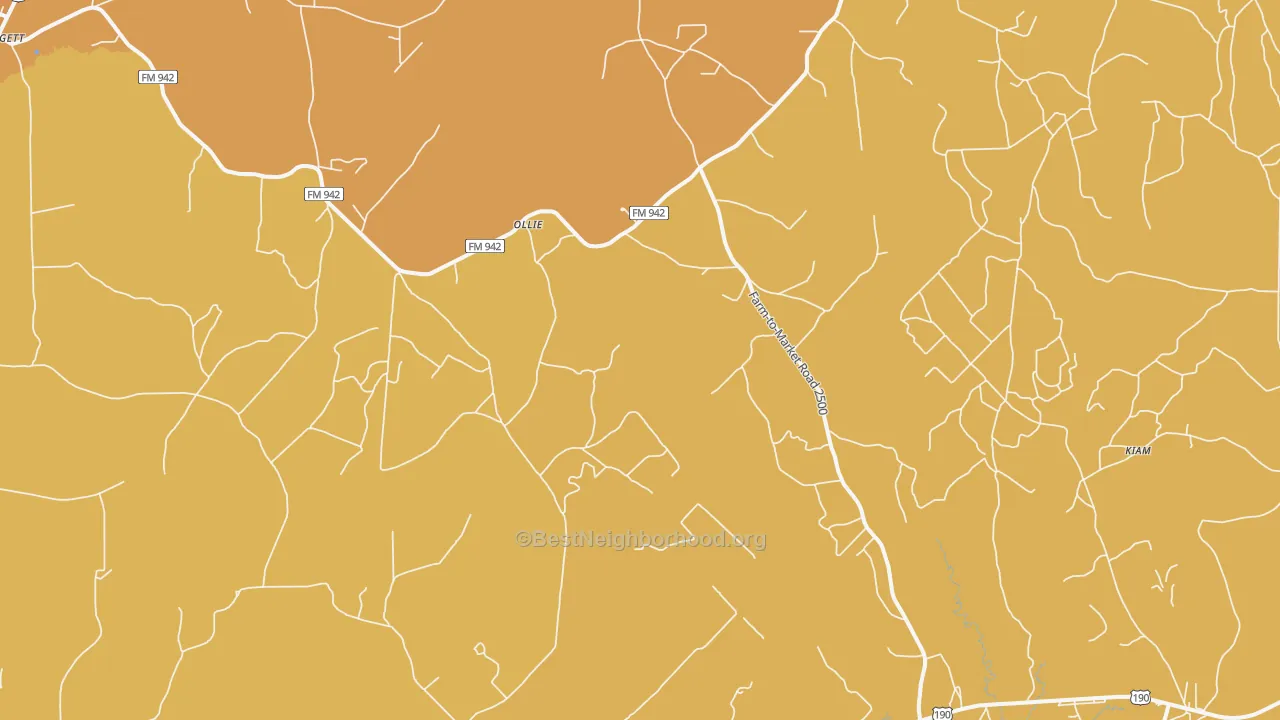 Map of the best neighborhoods in the New Willard area, with better matches in green and worse matches in red