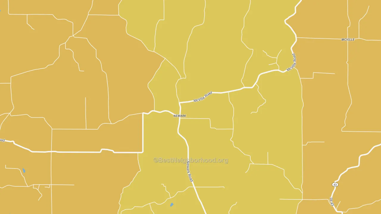 Map of the best neighborhoods in the Newark area, with better matches in green and worse matches in red