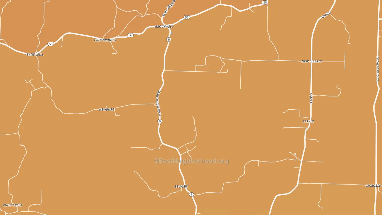 Map of the best neighborhoods in the Newburg area, with better matches in green and worse matches in red