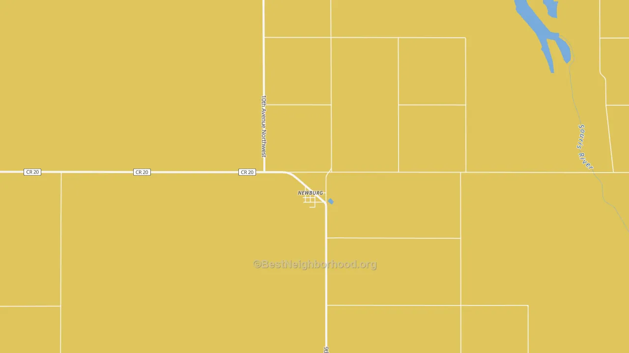 Map of the best neighborhoods in the Newburg area, with better matches in green and worse matches in red