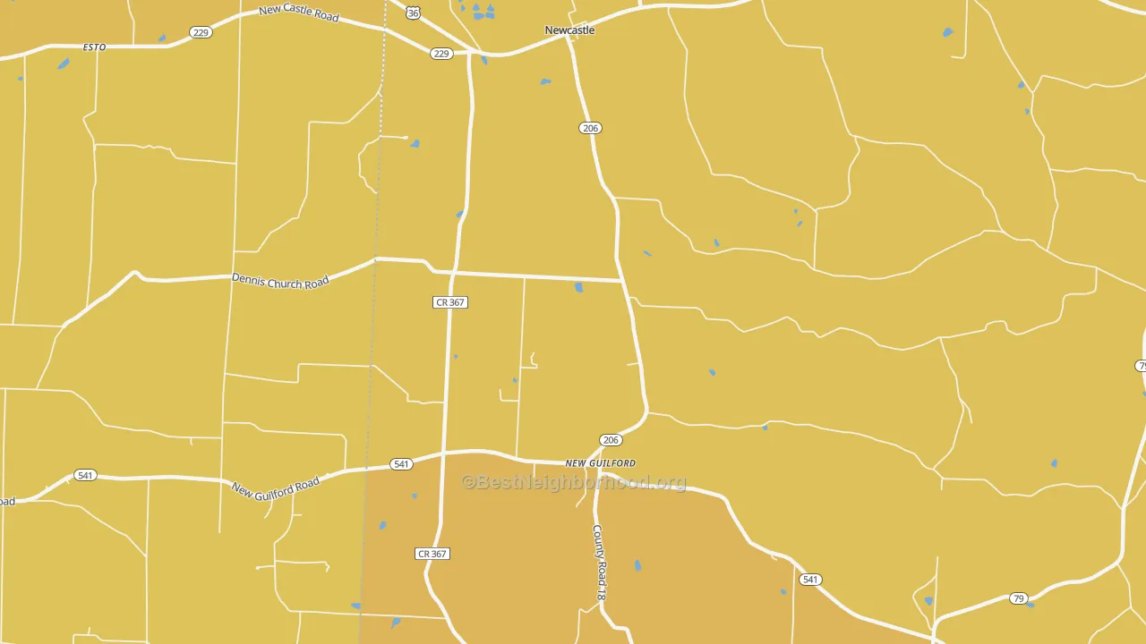 Map of the best neighborhoods in the Newcastle area, with better matches in green and worse matches in red