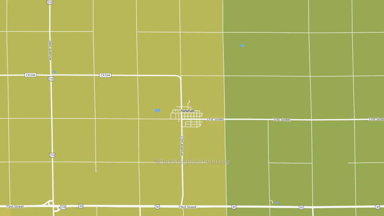 Map of the best neighborhoods in the Newhall area, with better matches in green and worse matches in red