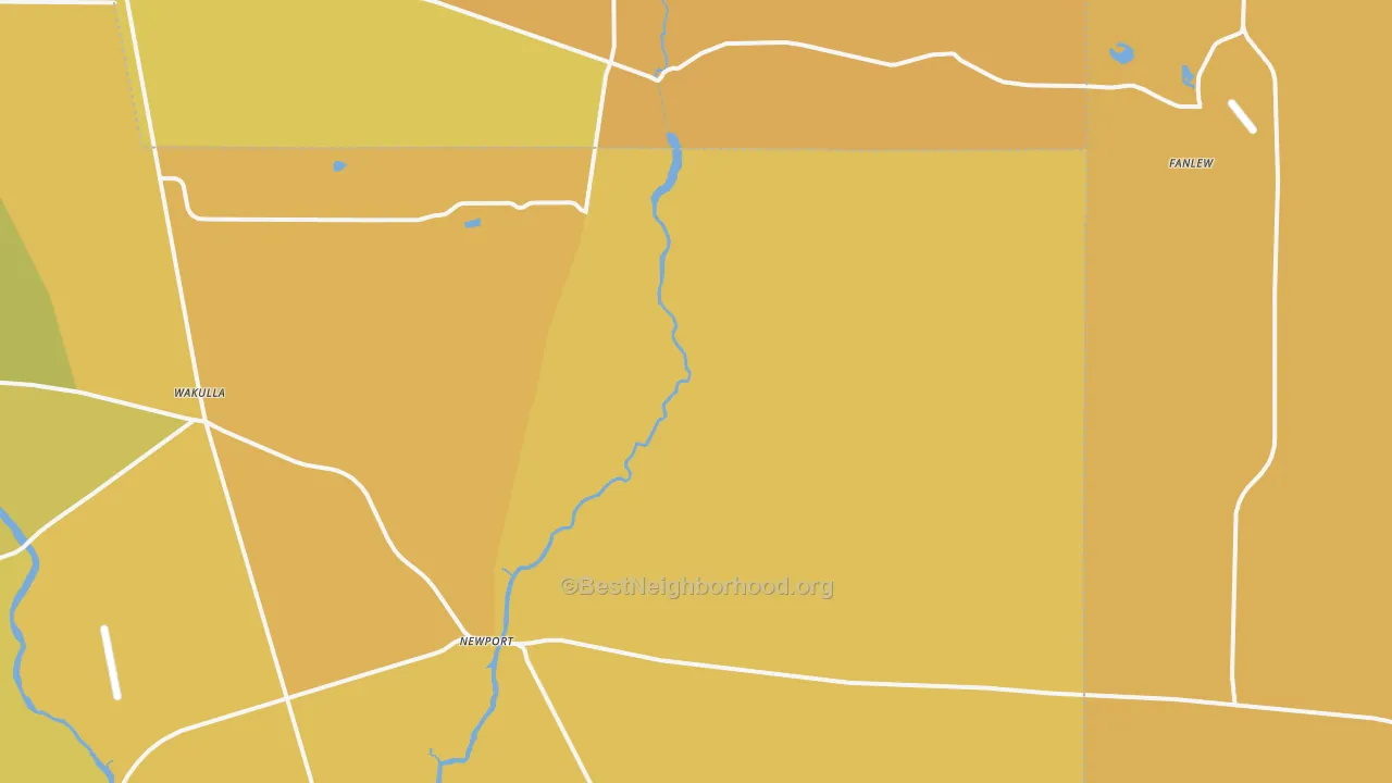 Map of the best neighborhoods in the Newport area, with better matches in green and worse matches in red