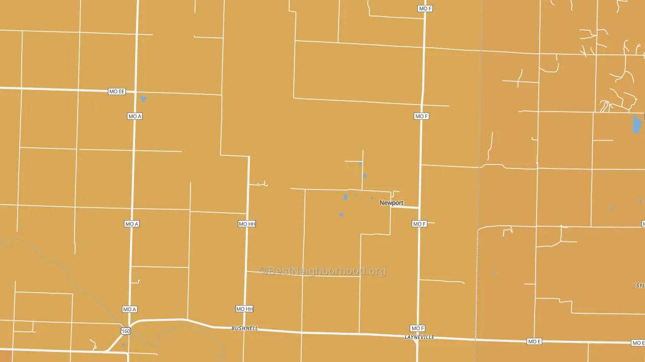 Map of the best neighborhoods in the Newport area, with better matches in green and worse matches in red