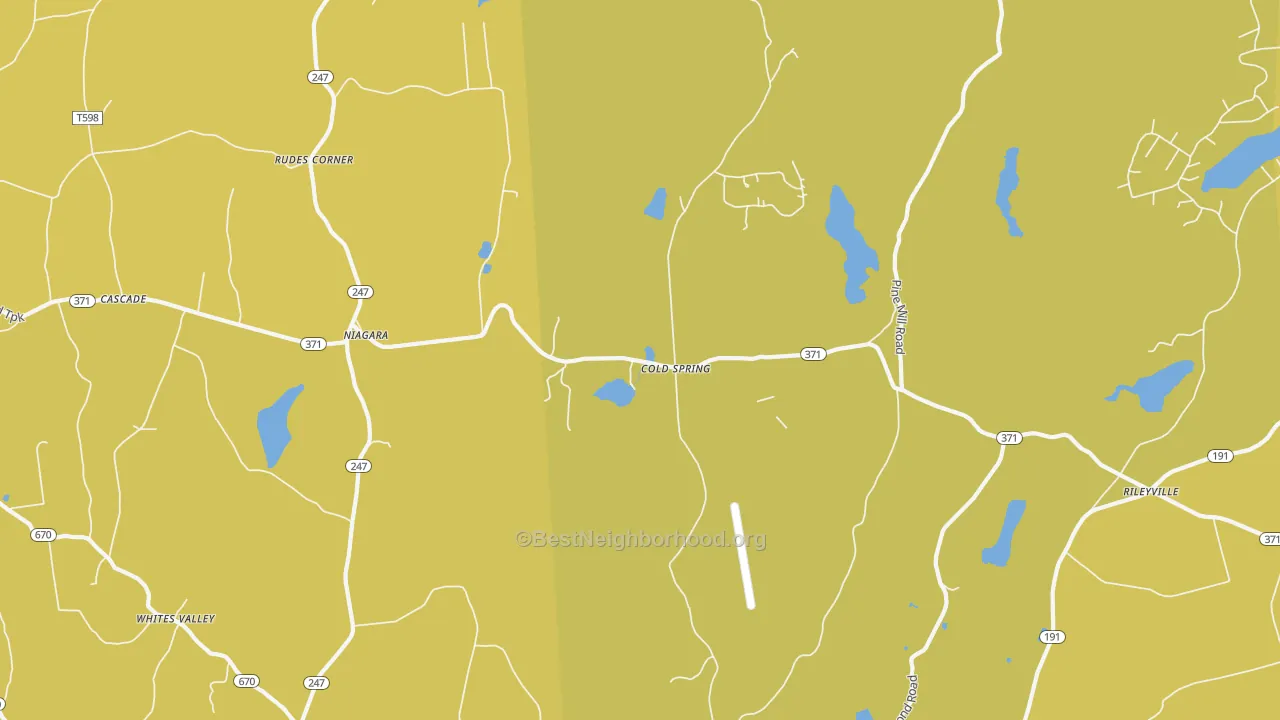 Map of the best neighborhoods in the Niagara area, with better matches in green and worse matches in red