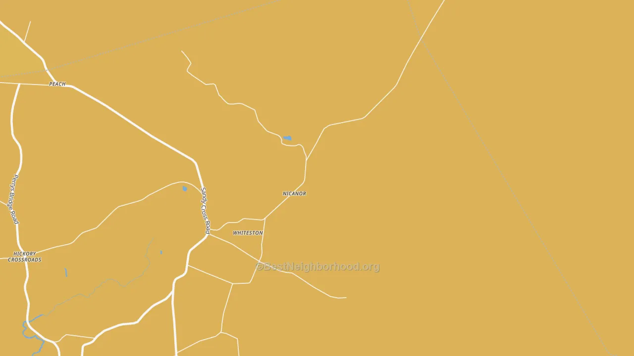 Map of the best neighborhoods in the Nicanor area, with better matches in green and worse matches in red