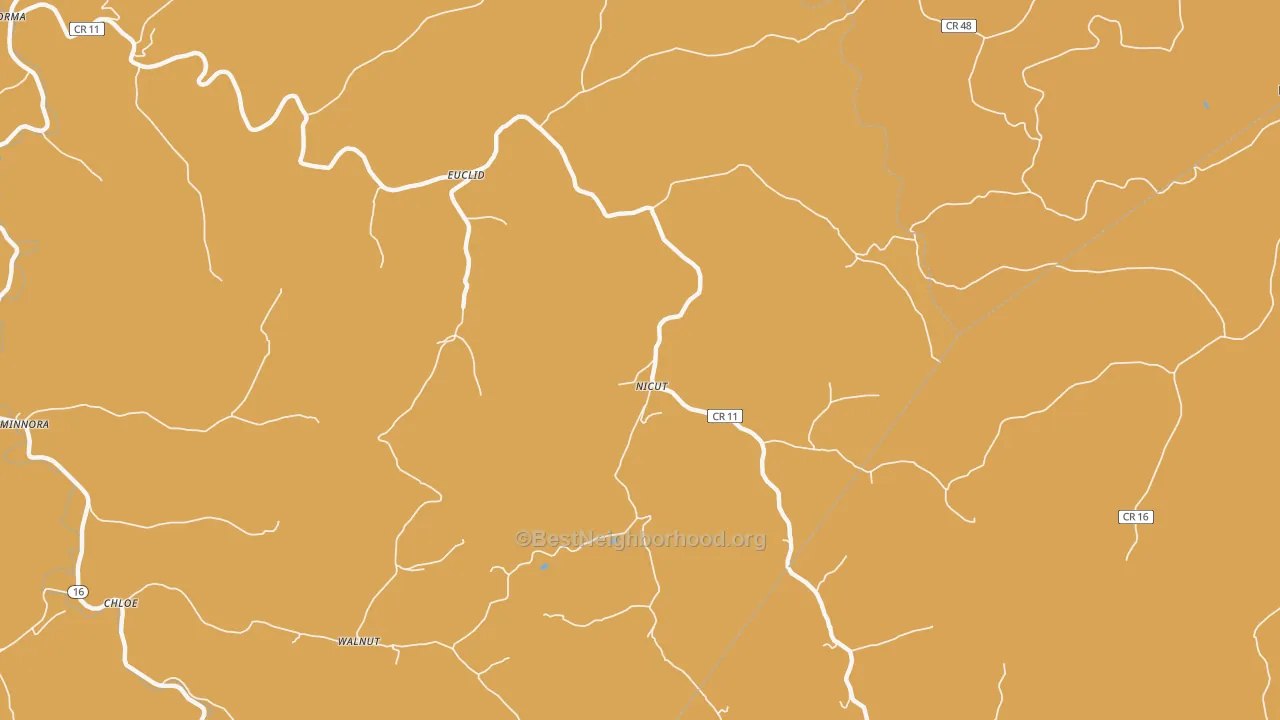 Map of the best neighborhoods in the Nicut area, with better matches in green and worse matches in red