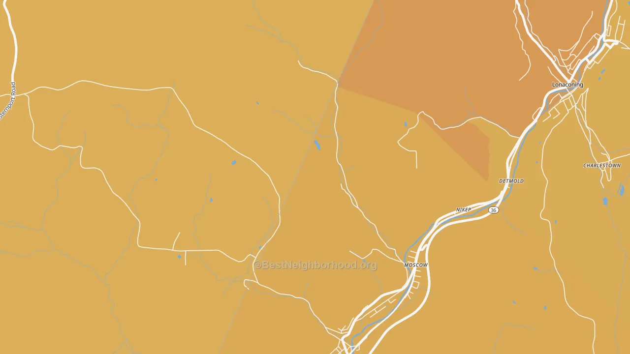 Map of the best neighborhoods in the Nikep area, with better matches in green and worse matches in red